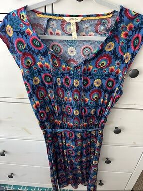 Matilda Jane Blue Floral Midi Dress with Multicolor Blooms
